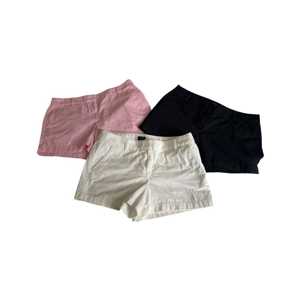 J.Crew Womens Chino Shorts Bundle Pink Black White H5616 Size 10 Mid Rise Lot 3